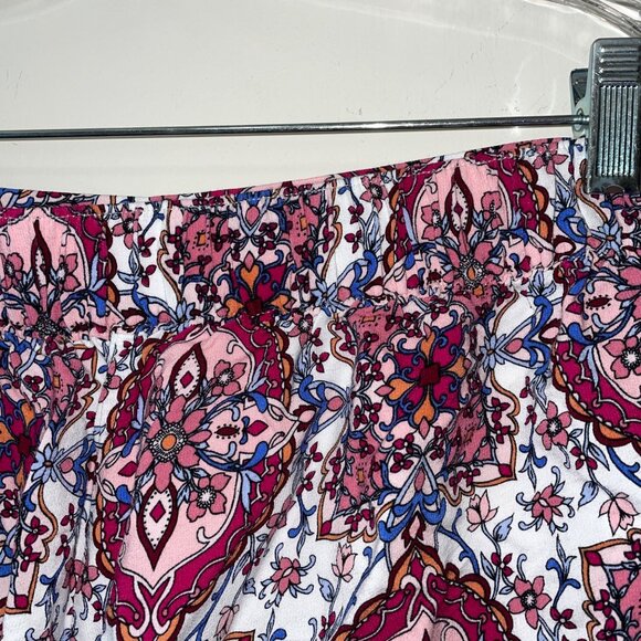 Loft Womens Small Bohemian Style White & Pink Floral Patterned Pants - Picture 6 of 8